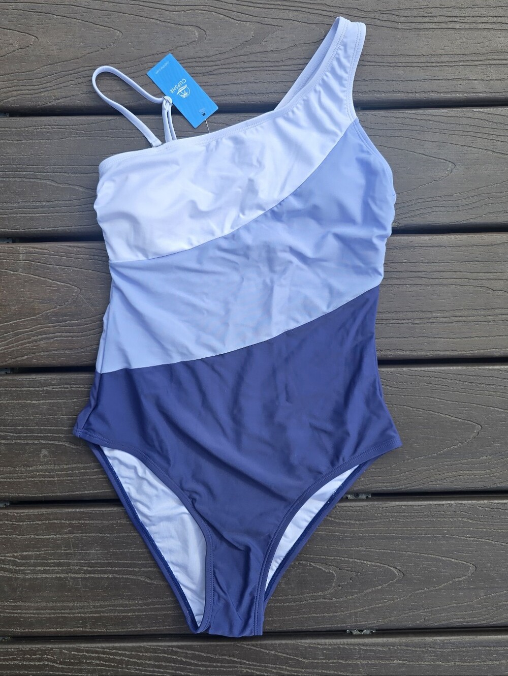 Cupshe Colorblock One Shoulder Swimsuit, Size Small.  NWT.